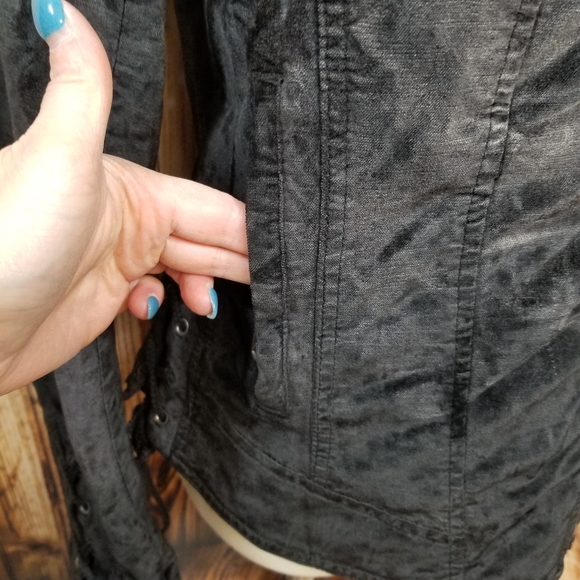 Free People Black Velvet Women's M Slant Zip-Up Jacket With Pockets - Picture 7 of 15